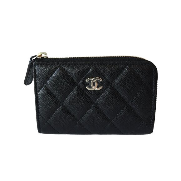 Chanel CC Caviar Quilted Zipped Key Holder Wallet Black - Picture 1 of 3